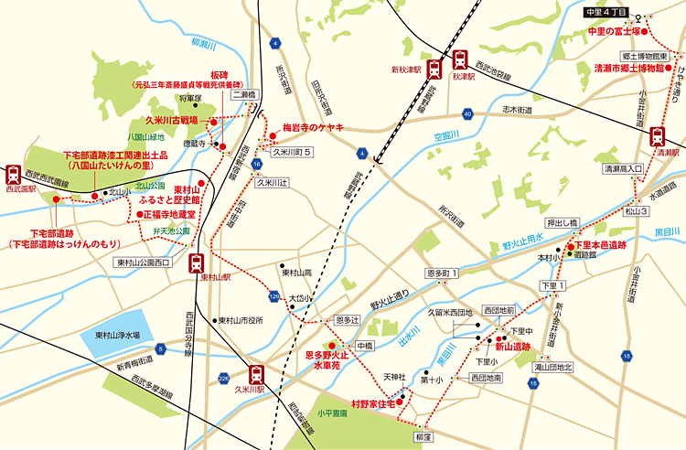 散策コース地図 北多摩散策コース 東京都文化財めぐり