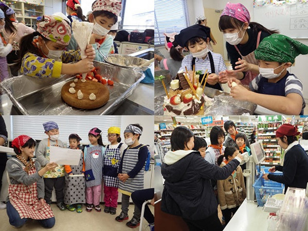 本格クリスマスケーキづくり(12月「あそびの達人」)の体験の様子